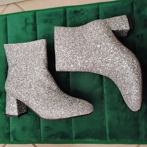 Sparkling Silver Heeled Boots